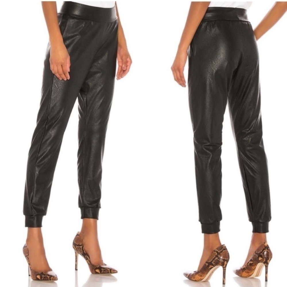 Commando | Black Vegan Leather Jogger Pants Size Medium